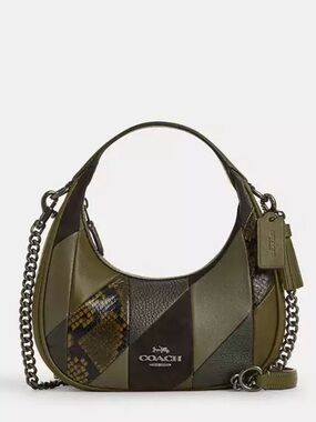 Coach Patchwork Olive & Dark Green Leather Hobo Bag
